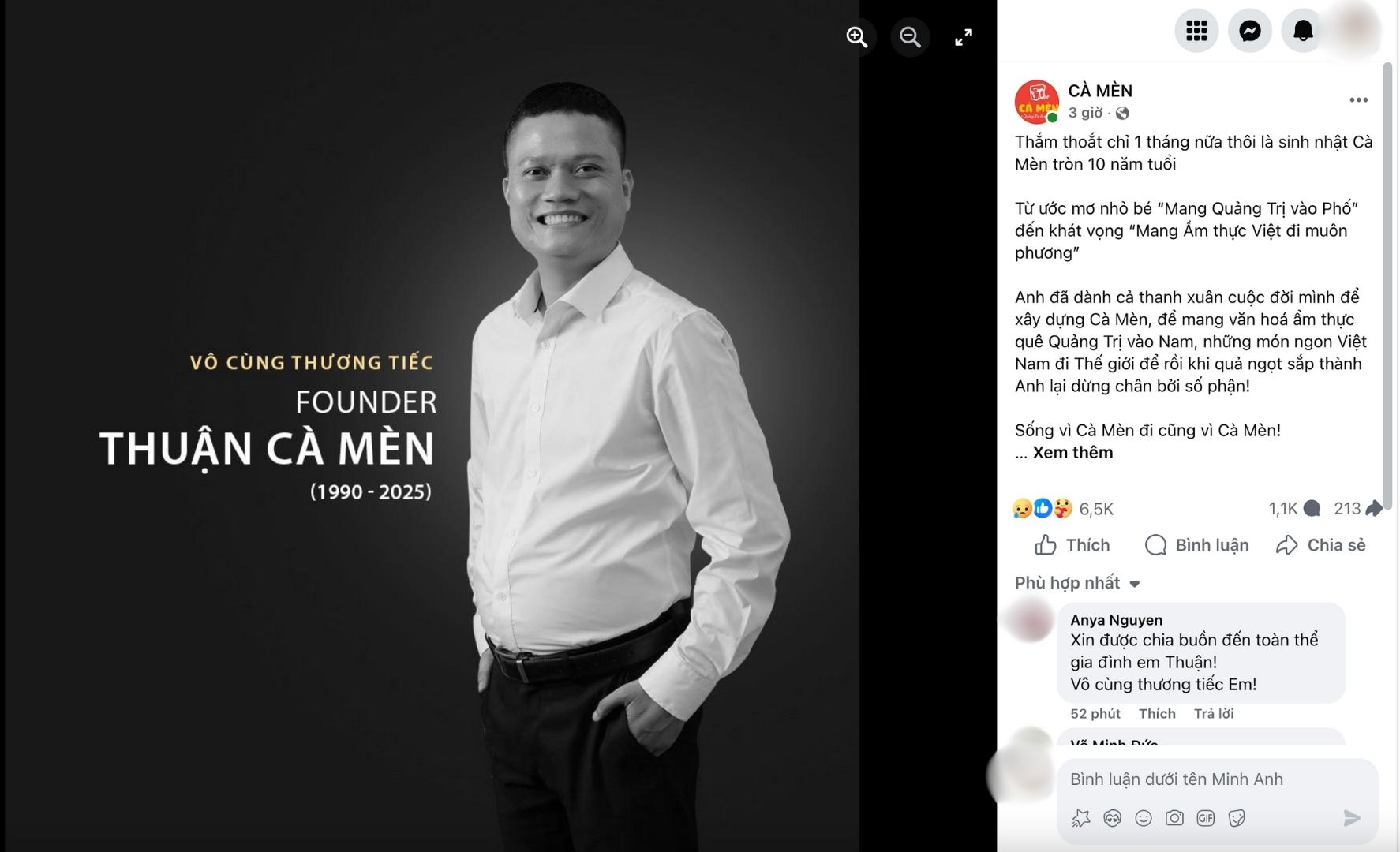 Nhà sáng lập Cà Mèn qua đời do đột quỵ